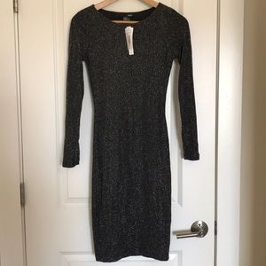 Slinky black and silver bodycon dress